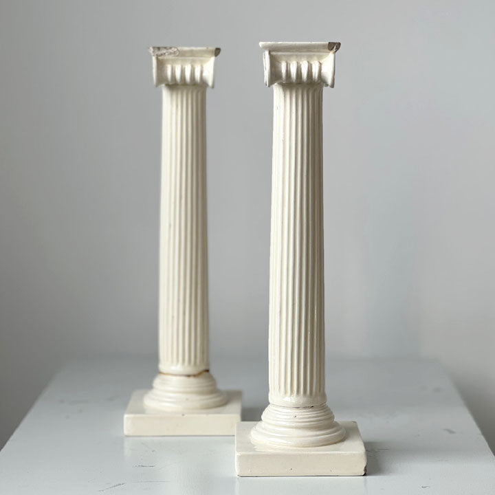 Creamware Ionic Column Candlesticks (pair)