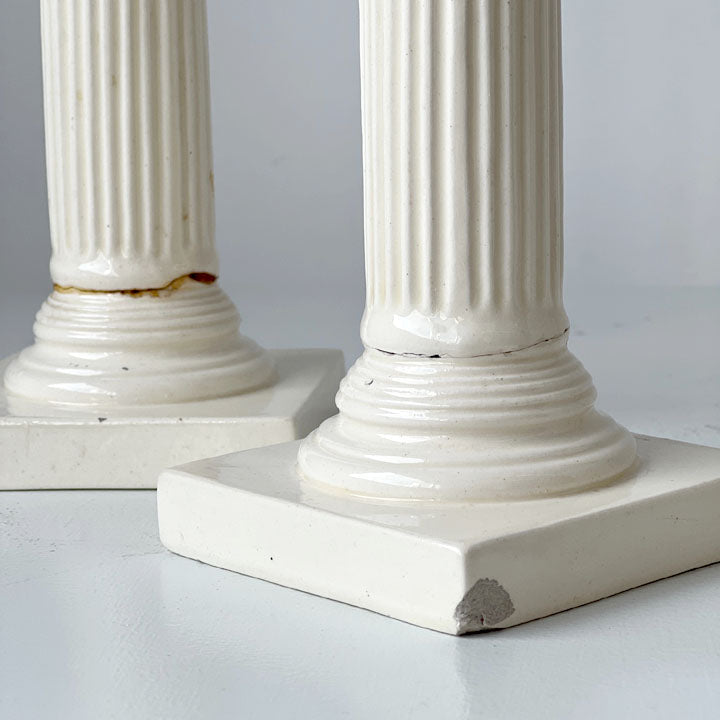 Creamware Ionic Column Candlesticks (pair)