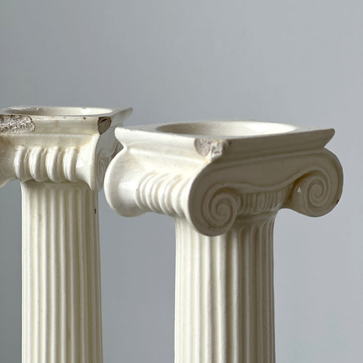 Creamware Ionic Column Candlesticks (pair)