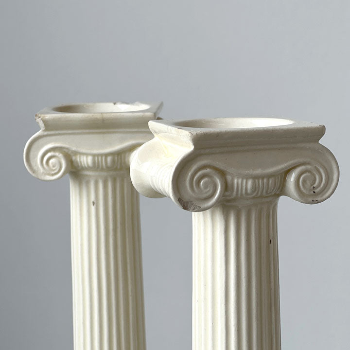 Creamware Ionic Column Candlesticks (pair)