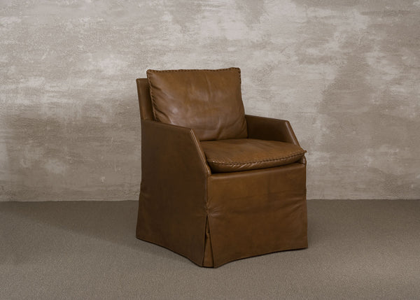 Leather slipcover chair hot sale